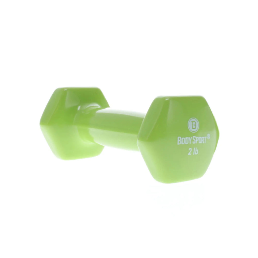 Body Sport Vinyl Coated Dumbbell Hand Weight 2 Pound Light Green – Exercise & Fitness Dumbbell for Home Gym Equipment Workouts – Strength Training for Men & Women