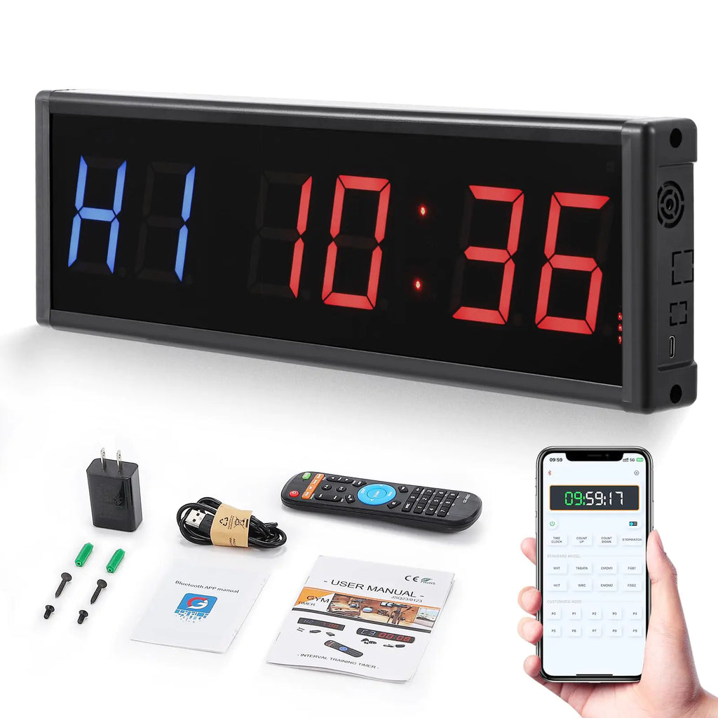 FlexiTime Pro Gym Clock: Remote & App-Controlled LED Timer