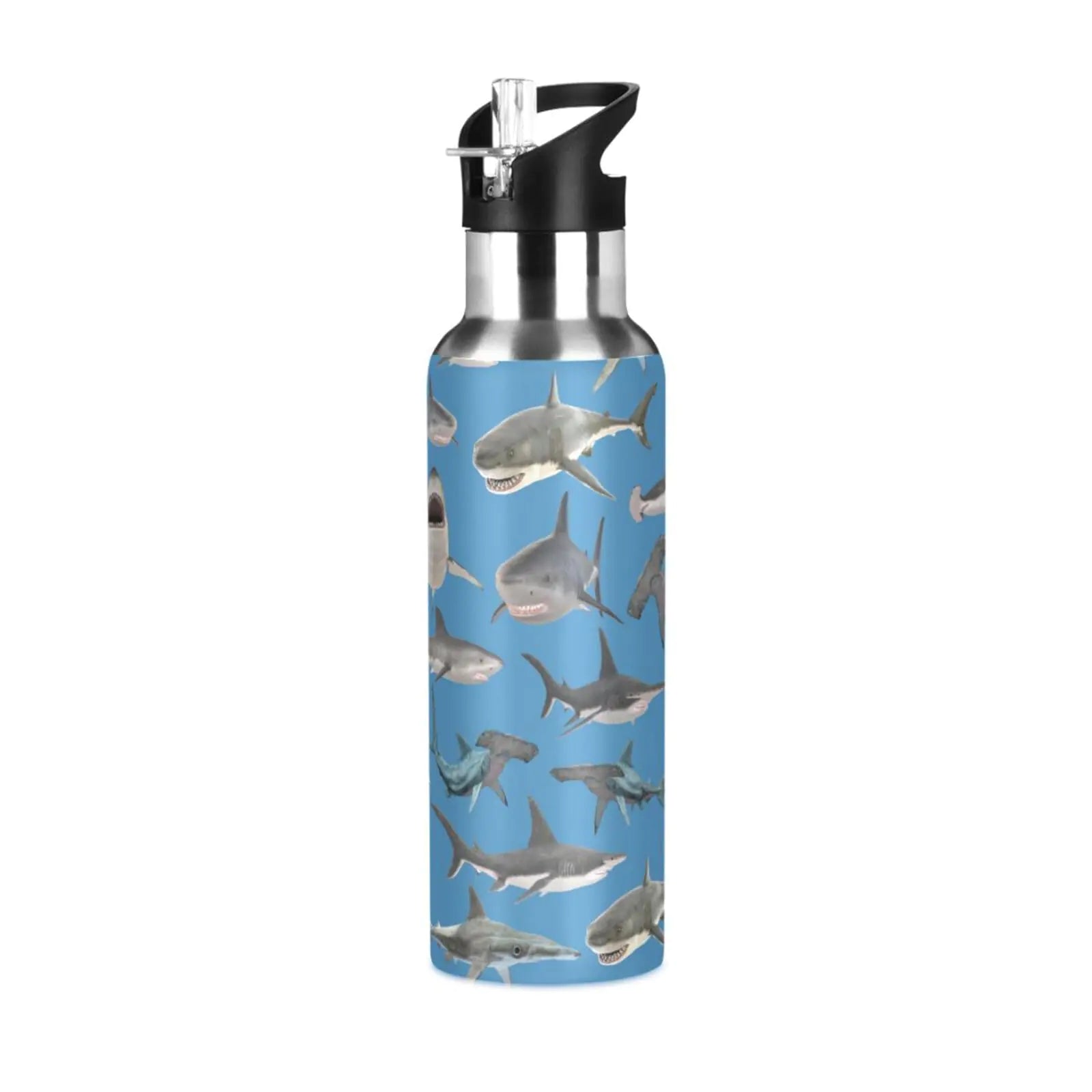 shark hammerhead shark Stainless Steel Water Bottle with Straw Lid - 20 Oz Sports Insulated Water Bottle Thermos for Sport Gym Outdoor Travel School