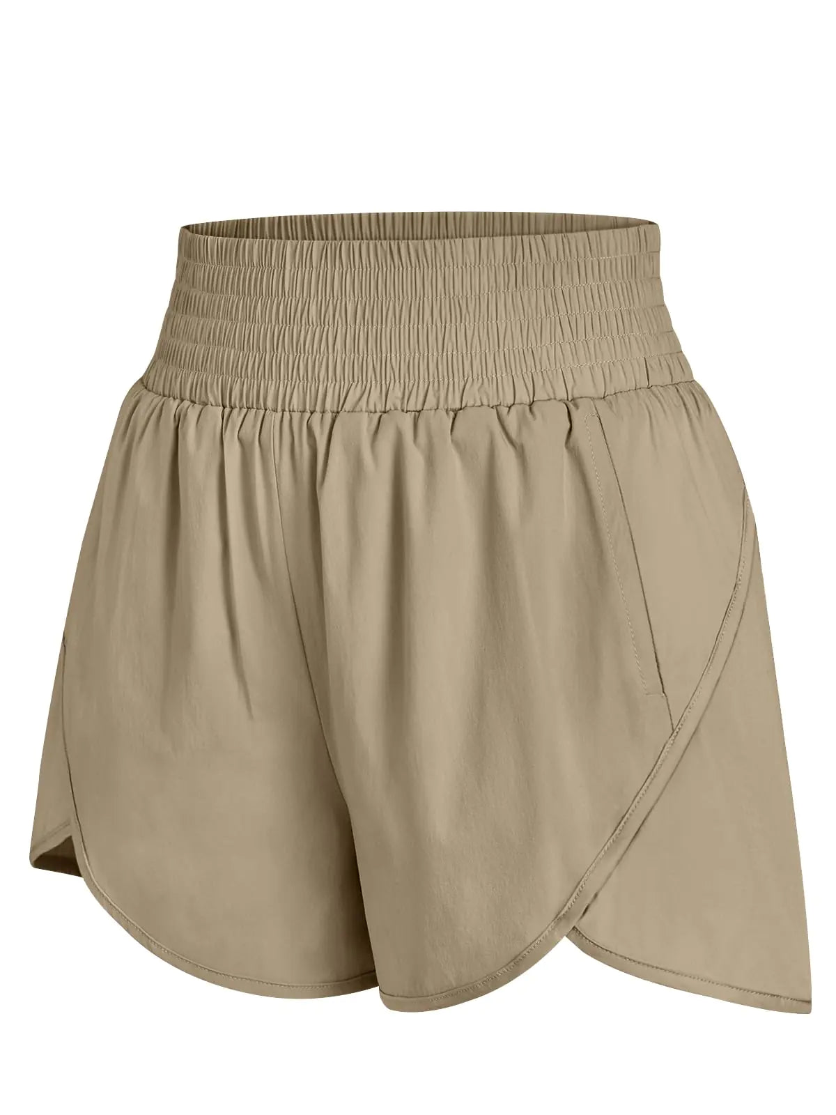 AUTOMET Womens Athletic Shorts High Waisted Running Shorts Gym Workout Shorts Casual Comfy Sport Shorts with Pockets 2024 Khaki